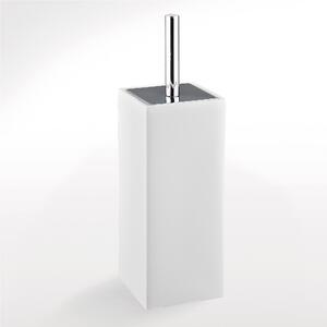 Porta scopino da terra quadrato in ceramica OMBRA 10x10xh35 cm in finitura bianco lucido