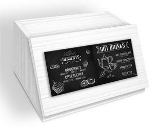 Porta pane cassetta in Legno WHITE-BLACKBOARD 40x30xh20 cm decoro White eseguito a mano in Italia