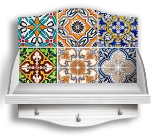Porta Barattoli da appendere 33x33 cm - mensola 11 cm in legno decorato WHITE - TILES
