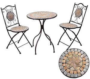 Tavolo mosaico metallo urbino tondo con2 sedie cmø60h75