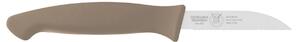 Coltello cucina verdura retto seghettato cm 8, colore tortora, manico in gomma termoplastica