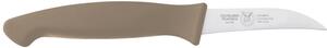 Coltello cucina verdura curvo cm 7, colore tortora, manico in gomma termoplastica