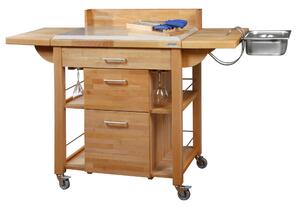 Carrello da cucina a servire 120x80xh120 cm in legno listellare di faggio