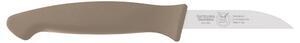 Coltello cucina verdura retto affilato cm 8, colore tortora, manico in gomma termoplastica