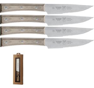 Coltelli da Bistecca lama larga manicatura paperStone set di 4 pezzi in confezione regalo 18/10 120 mm colore nocciola