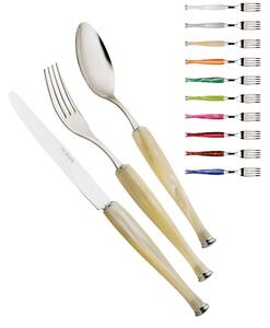 Servizio posate MOTIVI 24 pezzi 6 posti tavola in acciaio inox 18/10 lucido spessore 2,5 mm Manico in acrilico madreperlato lavabile in lavastoviglie