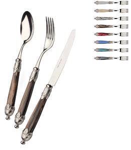 Set Posate Colorate Set 4 pezzi 1 posto tavola posate Siena in acciaio 18/10 manico acrilico madreperlato doppia ghiera anticata finitura Argento