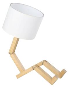 Lampada da tavolo in legno massiccio color crema (altezza 46 cm) WoodenMan - Squid Lighting