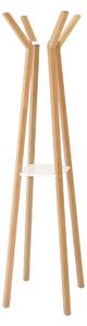 Appendiabiti Everest in legno ingegnerizzato e massiccio, dimensioni 44 x 44 x h180 cm, peso 9 Kg, finitura rovere, bianco