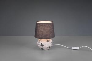 Lampada da tavolo base ceramica bianca e grigia con paralume grigio