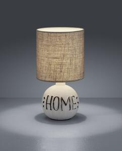 Lampada da tavolo esna ceramica con scritta e paralume marrone r506