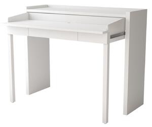 Scrivania Console 16 MEL in legno ingegnerizzato e massiccio, dimensioni 110 x 36 x h87 cm, peso 30 Kg, finitura bianca