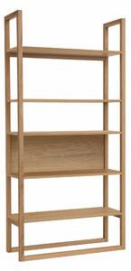 Libreria NewEst in legno ingegnerizzato e massiccio, dimensioni 90 x 32 x h185 cm, peso 29 Kg, finitura legno di quercia