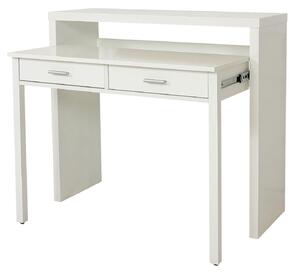 Scrivania Console 09 in legno ingegnerizzato e massiccio, dimensioni 100 x 36 x h88 cm, peso 35 Kg, finitura bianca