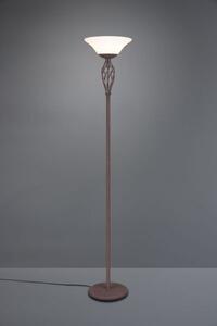 Lampada rustica con diffusore vetro bianco h. 180cm metallo ruggine