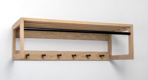 Appendiabiti da corridoio slussen in legno massello, acciaio, dimensioni 100 x 38 x h30 cm, peso 6,5 Kg, finitura rovere, nero