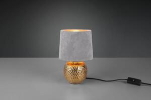 Lampada tavolo sophia base ceramica oro e paralume effetto velluto 