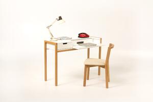 Scrivania per portatili Farringdon con cassetto in legno ingegnerizzato e massiccio, dimensioni 122 x 43 x h84 cm, peso 27 Kg, finitura bianco , Oak