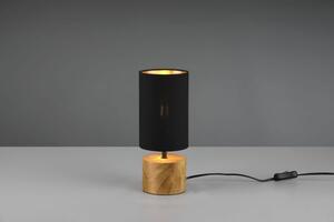 Lampada woody base cilindro legno e paralume h. 30cm x d. 12cm nero
