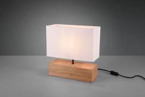 Lampada tavolo woody grande base legno naturale e paralume bianco r