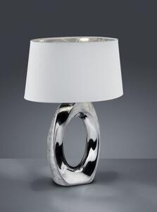 Lampada tavolo taba ceramica argento con paralume bianco e argento 