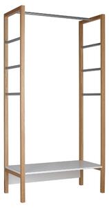 Appendiabiti lungo Northgate in legno ingegnerizzato e massiccio, acciaio, dimensioni 90 x 45 x h175 cm, peso 15 Kg, finitura rovere, bianco