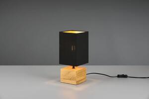 Lampada woody base quadrata legno h.30cm paralume nero r50171080