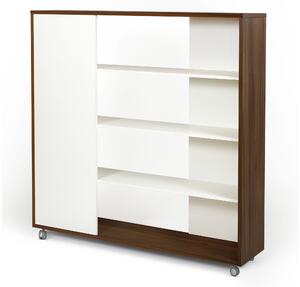 Divisorio Adala Noce in legno ingegnerizzato, dimensioni 150 x 32 x h148 cm, peso 44 Kg, finitura noce, bianco