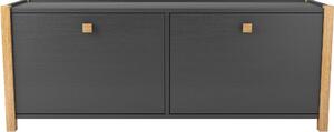 Scarpiera panca due porte Hannover 125x35xh44 cm cm- peso 23 kg - 10 paia di scarpe in legno colore legno di rovere