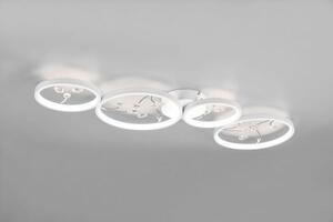 Plafoniera groovy led 4 cerchi con decori gemme trasparenti bianca 