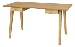 Scrivania Nice in quercia in legno ingegnerizzato e massiccio, dimensioni 140 x 70 x h75 cm, peso 35 Kg, finitura quercia