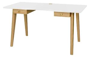 Scrivania bella bianca in legno ingegnerizzato e massiccio, dimensioni 140 x 70 x h75 cm, peso 35 Kg, finitura bianco, rovere