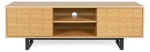 Mobile tv Camden Stampa a spina di pesce in legno ingegnerizzato e massiccio, dimensioni 150 x 40 x h50 cm, peso 30 Kg, finitura rovere, nero