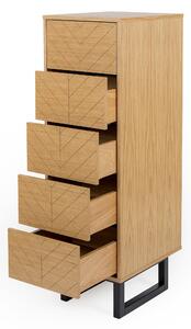 Cassapanca stretta Camden rovere stampa a spina di pesce in legno ingegnerizzato e massiccio, dimensioni 40 x 48 x h123 cm, peso 30 Kg, finitura legno ingegnerizzato e massiccio