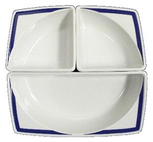 Set Aperitivo 3 scomparti Decoro antico Ragno 21x21xh6 cm in porcellana bianca lavabile in lavastoviglie