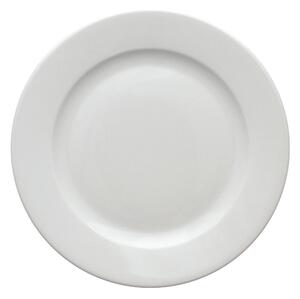 Piatto piano in Porcellana Bianca Falda larga rinforzata, rotondo TRENTO 24 cm 6 pezzi lavabile in lavastoviglie