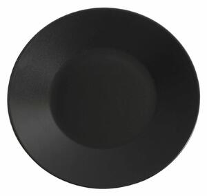 Piatto piano rotondo 6 pezzi in Gres Nero 26 CM in colore nero satinato non lucido