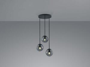 Sospensione sfere vetro fume e metallo antracite 3 luci balini 3085