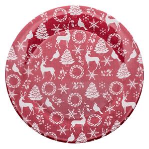 Vassoio rotondo e sottopiatto Piatto Panettone in melamina Christmas Grande �33x3,5 cm certificato per l'uso alimentare rosso