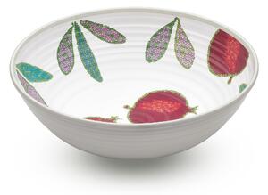 Insalatiera , centrotavola portafrutta in Melamina in Melograno � 31,5 xh 9 cm certificato per l'uso alimentare BPA free Colore Bianco Magenta Verde