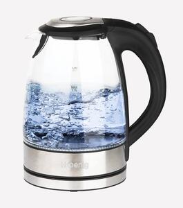 Bollitore elettrico 1,7 Lt Trasparente 22.49x15.99xh 23.99 cm - peso 1,1 kg 2200 W spegnimento automatico illuminazione interna corpo di acciaio colore inox lucido