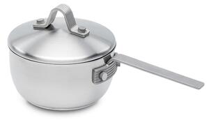 Casseruola un manico lungo in Acciaio Triplo fondo STRIPES �16xh7,5 cm - 1,4 Lt, design Liliana Bonomi made in Italy