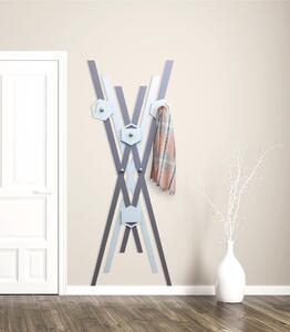Appendiabiti da Parete in legno tagliato al laser CHAGAL' 66x170xh8 cm- Legno laccato pomi Grigio pietra