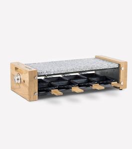 Raclette con grill e pietra in granito per 8 persone Design in legno Funzione 38x19.5cm 1200W Raclette/Piastra di cottura in granito