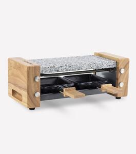 Raclette con grill e pietra in granito per 2 persone Design in legno 18.5x10.5cm - 350W Funzione Raclette/Piastra di cottura in granito