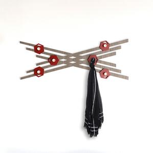 Appendiabiti da Parete in legno tagliato al laser MIRO' 100x38xh8 cm- Legno laccato pomi rosso fuoco