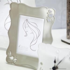 Portafoto in Crystalplex per foto 7x10 JOLIE - 12Xh16 cm cornice in crystalplex bicolore bianco tortora