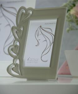 Portafoto in Crystalplex per foto 7x10 LOVE - 12Xh16 cm cornice in crystalplex bicolore bianco tortora