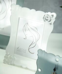 Portafoto in Crystalplex per foto 7x10 SHABBY - 16Xh12 cm cornice in crystalplex bicolore bianco tortora