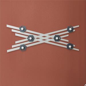 Appendiabiti da Parete in legno tagliato al laser MIRO' 100x38xh8 cm- Legno laccato pomi grigio pietra